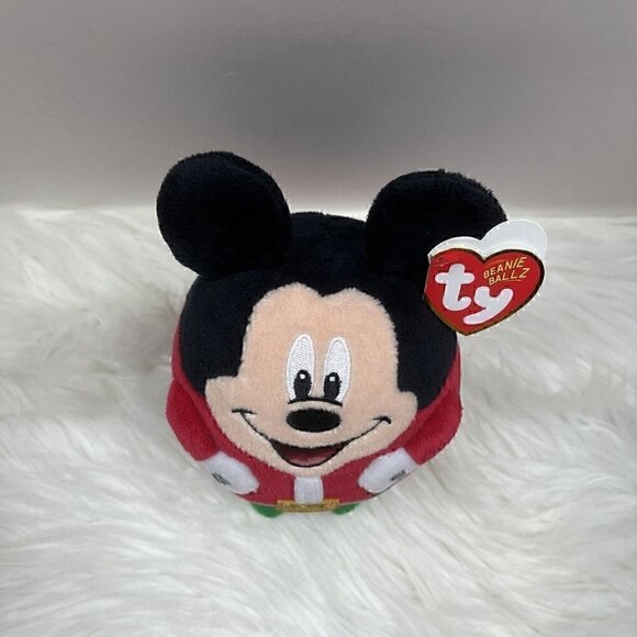 Ty Beanie Ballz Disney Mickey Mouse Santa Christmas Holiday Plush 2013 - Picture 4 of 8